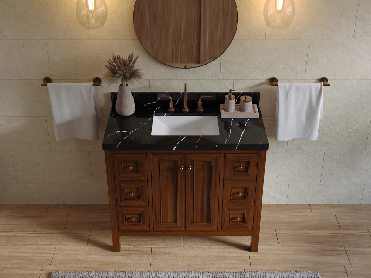 Nashville Teak Wood 42 in. W x 22 in. D Single Sink Bathroom Vanity