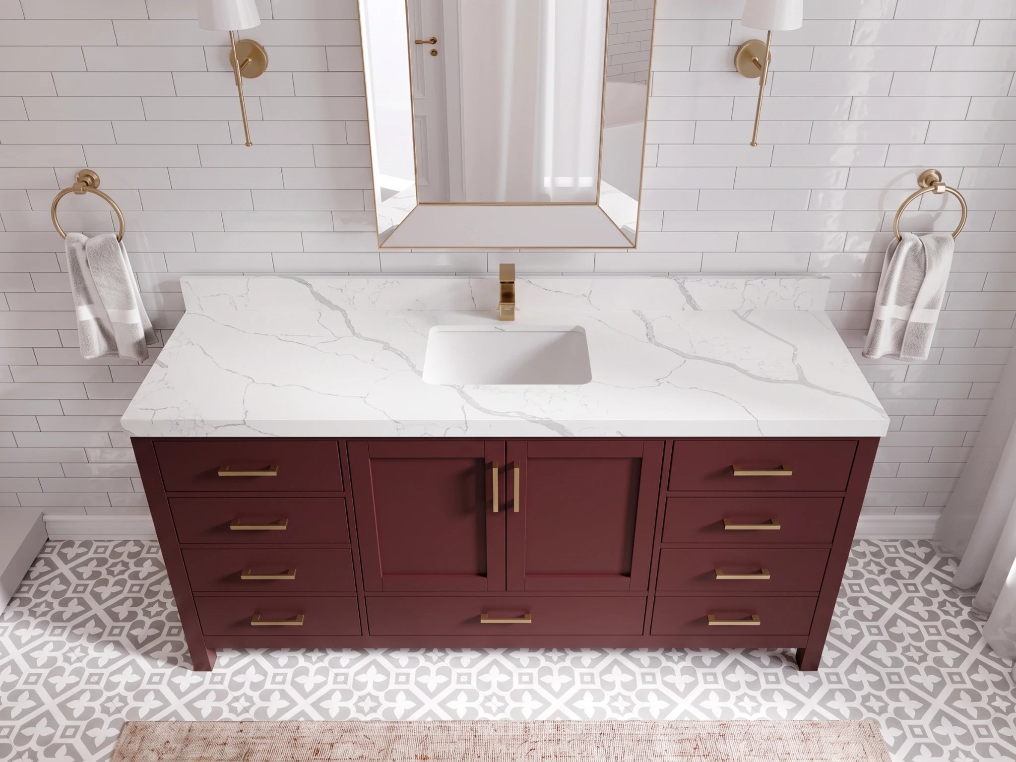 Malibu 72 in. W x 22 in. D Single Sink Bathroom Vanity