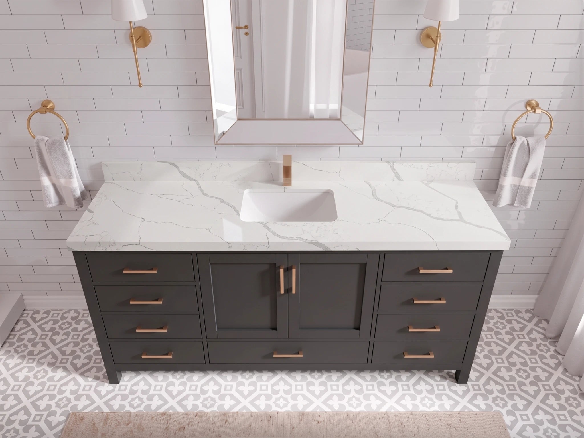 Malibu 72 in. W x 22 in. D Single Sink Bathroom Vanity