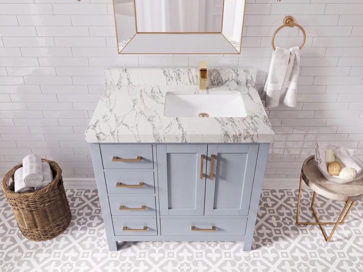 Malibu 36 in. W x 22 in. D Right Offset Sink Bathroom Vanity
