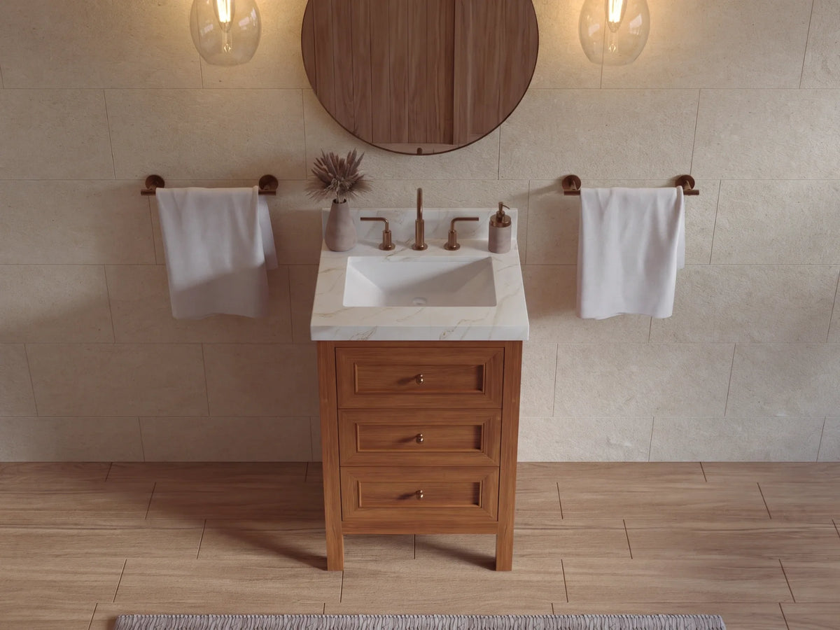 Nashville Teak Wood 24 in. W x 22 in. D Single Sink Bathroom Vanity