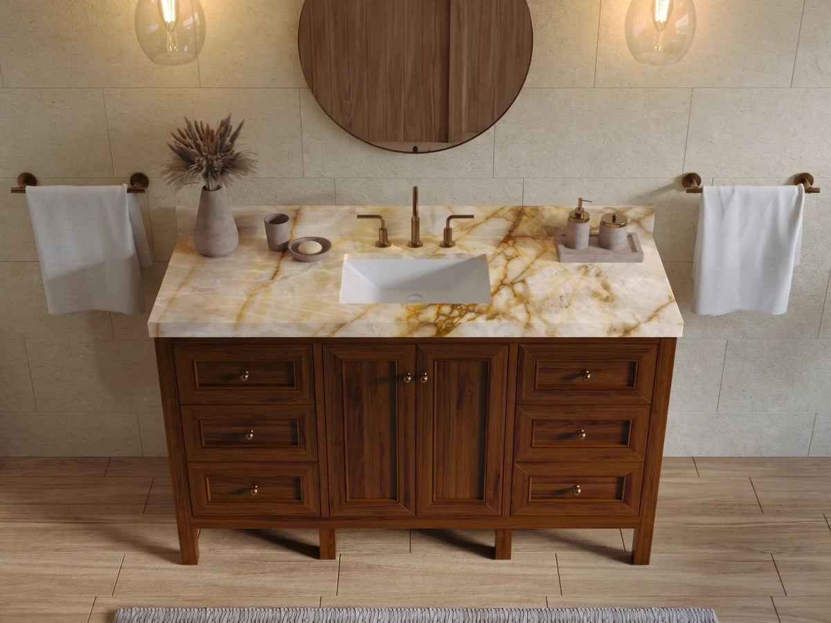 Nashville Teak Wood 60 in. W x 22 in. D Single Sink Bathroom Vanity