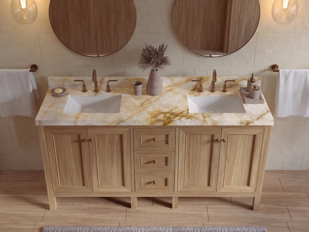 Nashville Teak Wood 72 in. W x 22 in. D Double Sink Bathroom Vanity