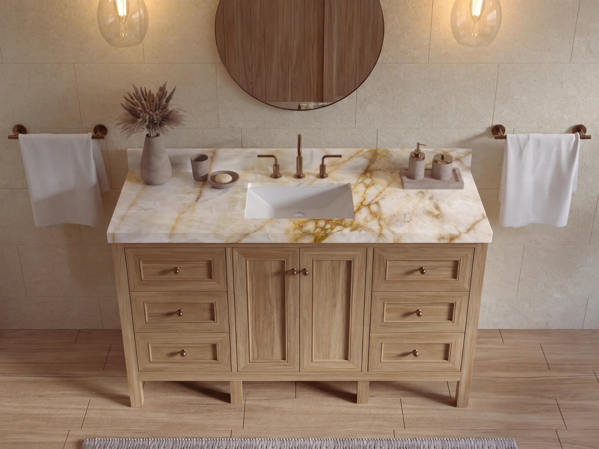 Nashville Teak Wood 60 in. W x 22 in. D Single Sink Bathroom Vanity