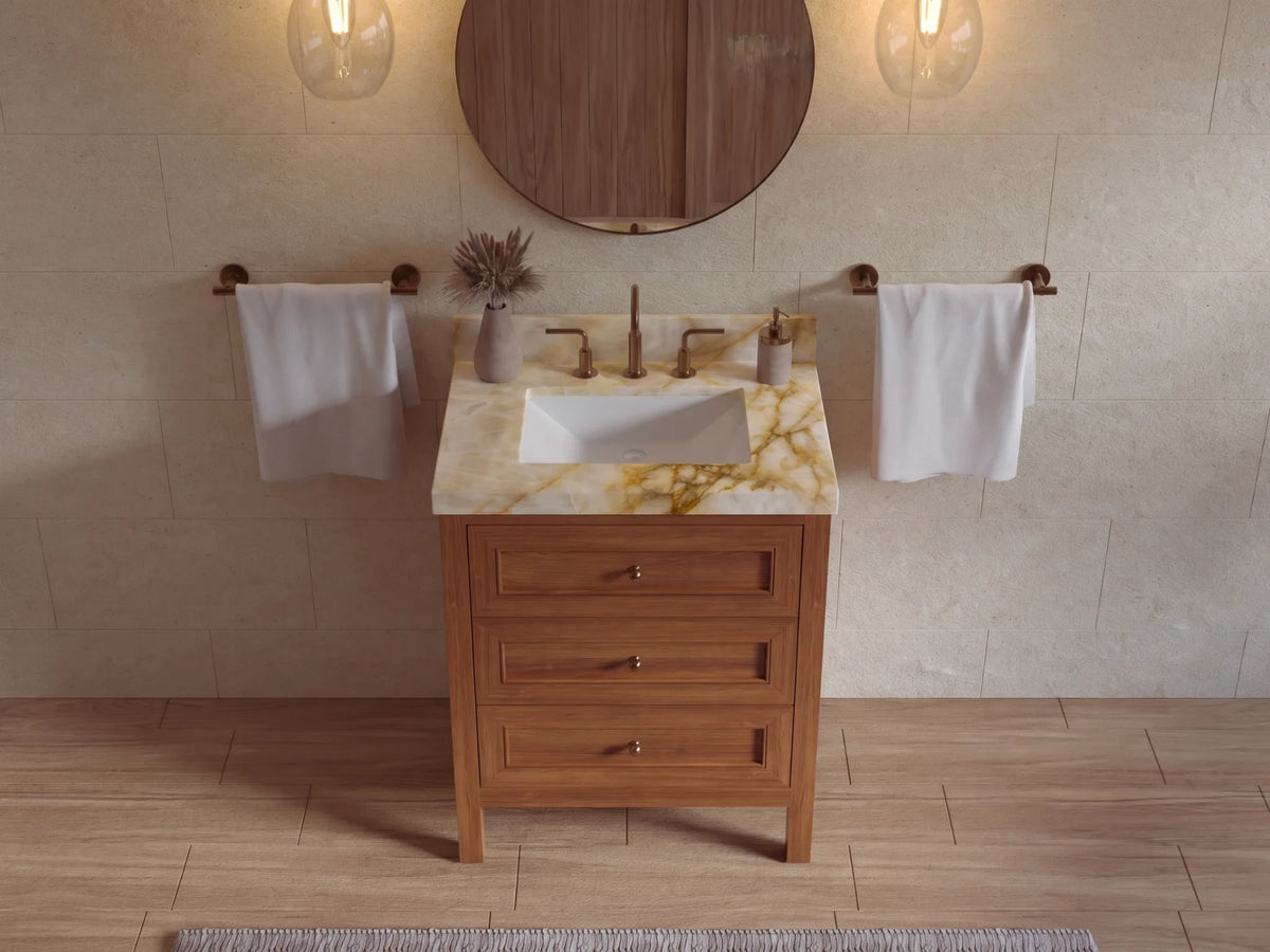 Nashville Teak Wood 30 in. W x 22 in. D Single Sink Bathroom Vanity
