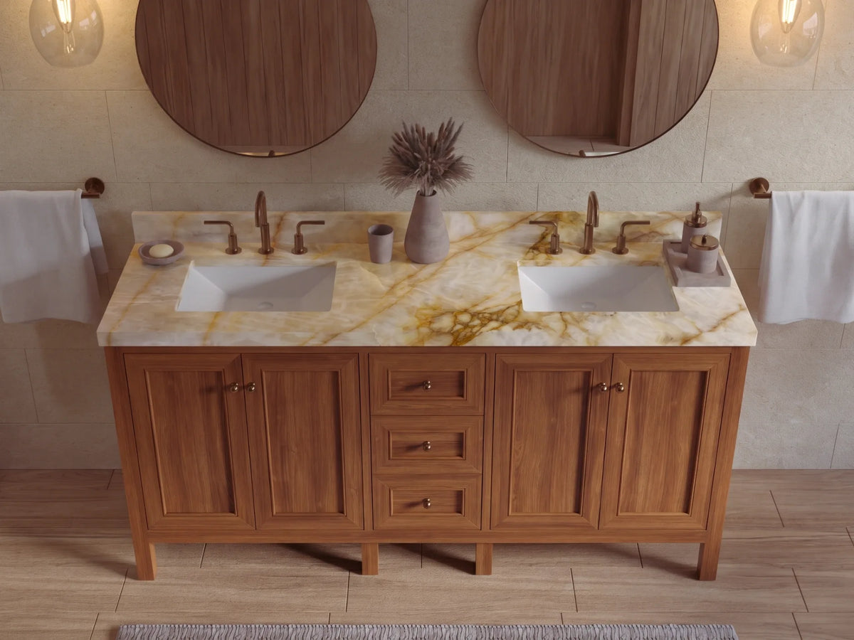 Nashville Teak Wood 72 in. W x 22 in. D Double Sink Bathroom Vanity