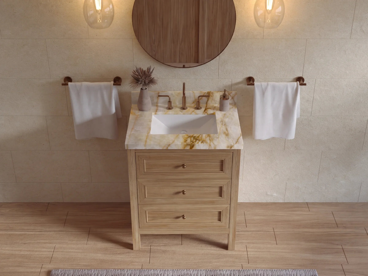 Nashville Teak Wood 30 in. W x 22 in. D Single Sink Bathroom Vanity