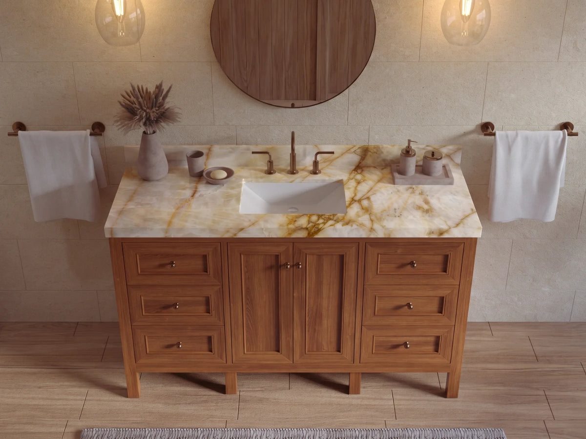 Nashville Teak Wood 60 in. W x 22 in. D Single Sink Bathroom Vanity