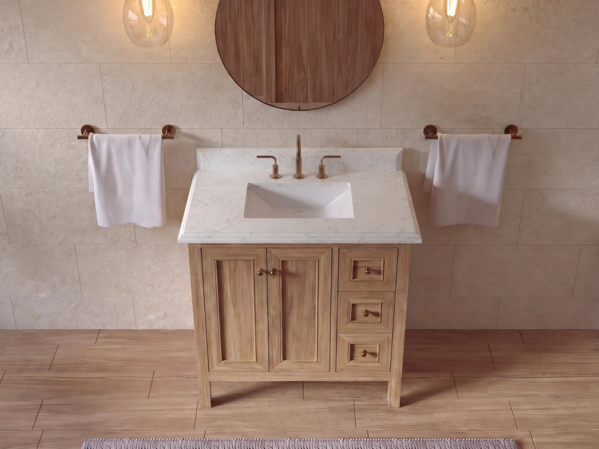 Nashville Teak Wood 36 in. W x 22 in. D Center Sink Bathroom Vanity
