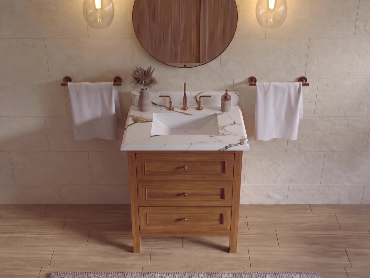 Nashville Teak Wood 30 in. W x 22 in. D Single Sink Bathroom Vanity