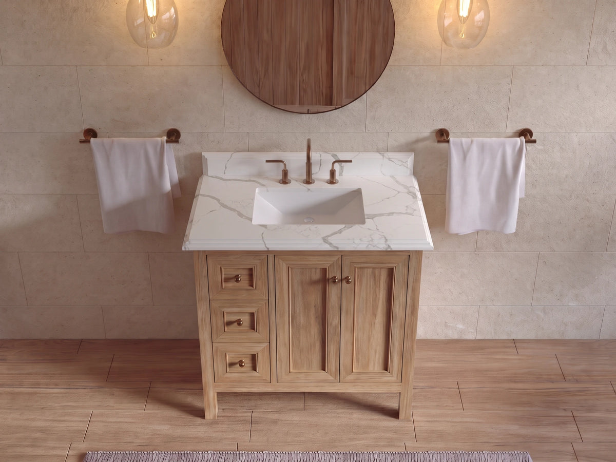 Nashville 36 in. W x 22 in. D Center Sink Teak Wood Bathroom Vanity