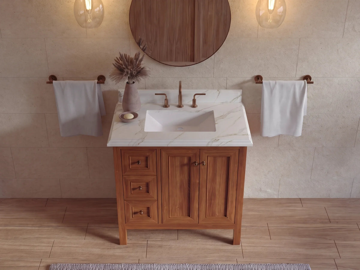 Nashville 36 in. W x 22 in. D Center Sink Teak Wood Bathroom Vanity