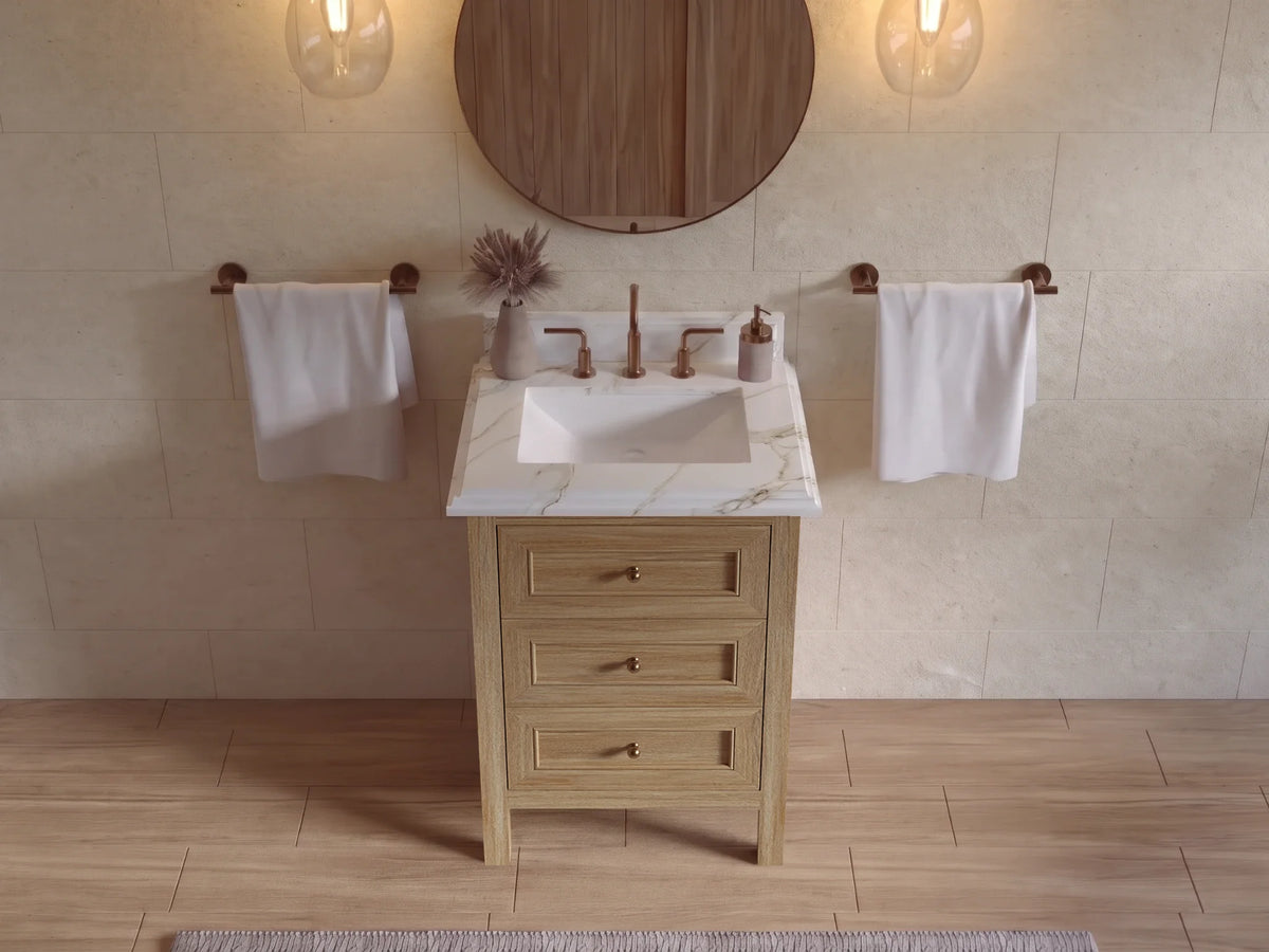 Nashville Teak Wood 24 in. W x 22 in. D Single Sink Bathroom Vanity
