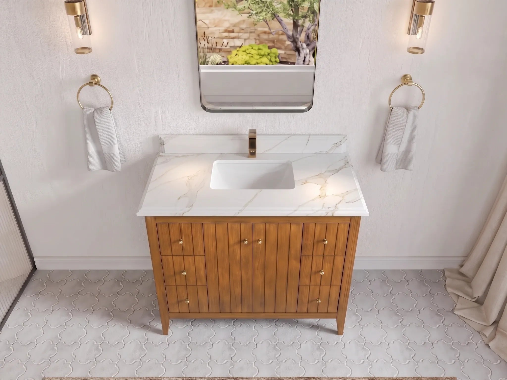 Atlanta Teak Wood 42 in. W x 22 in. D Single Sink Bathroom Vanity