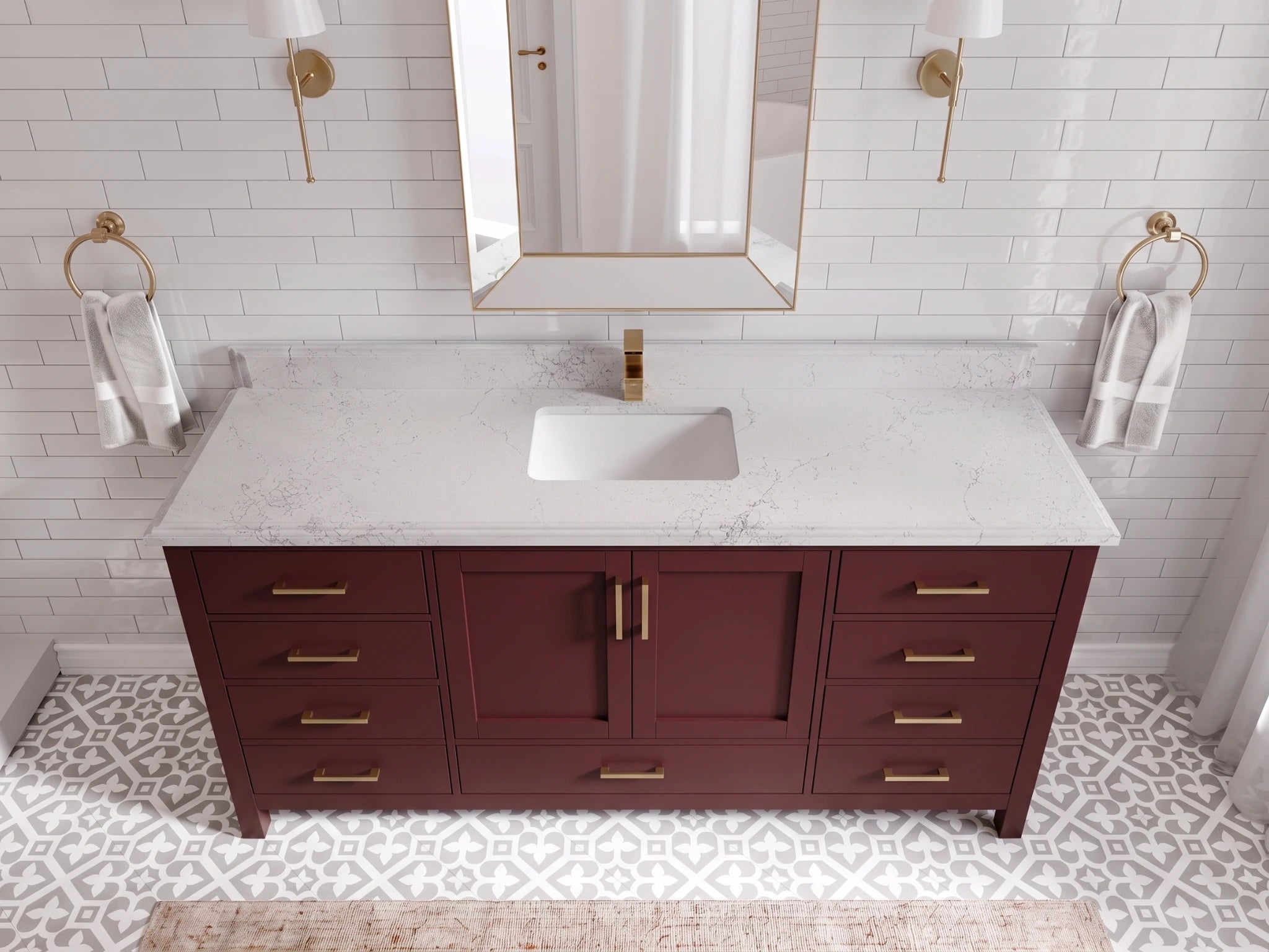 Malibu 72 in. W x 22 in. D Single Sink Bathroom Vanity