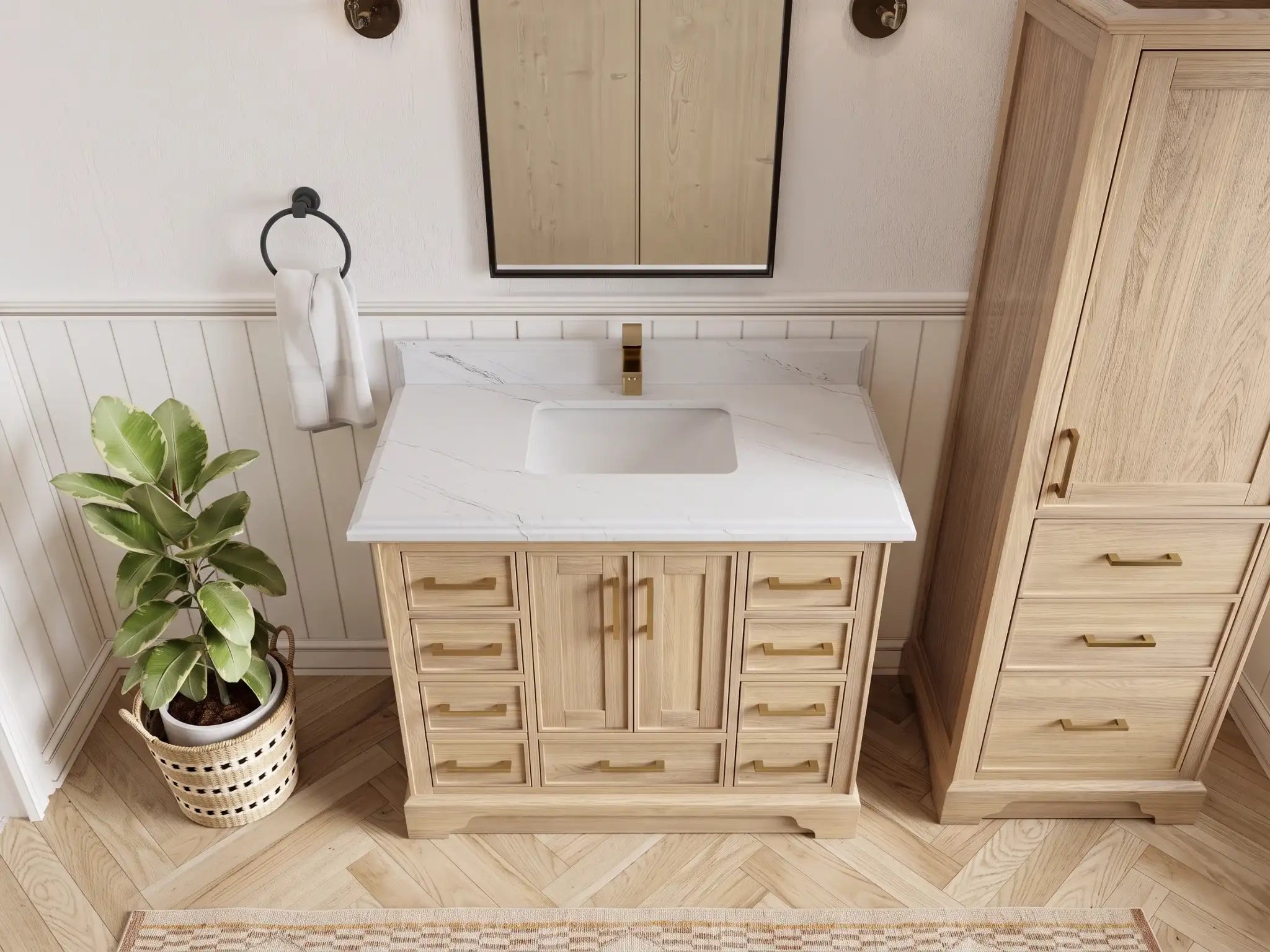 Charlotte White Oak 42 in. W x 22 in. D Single Sink Bathroom Vanity