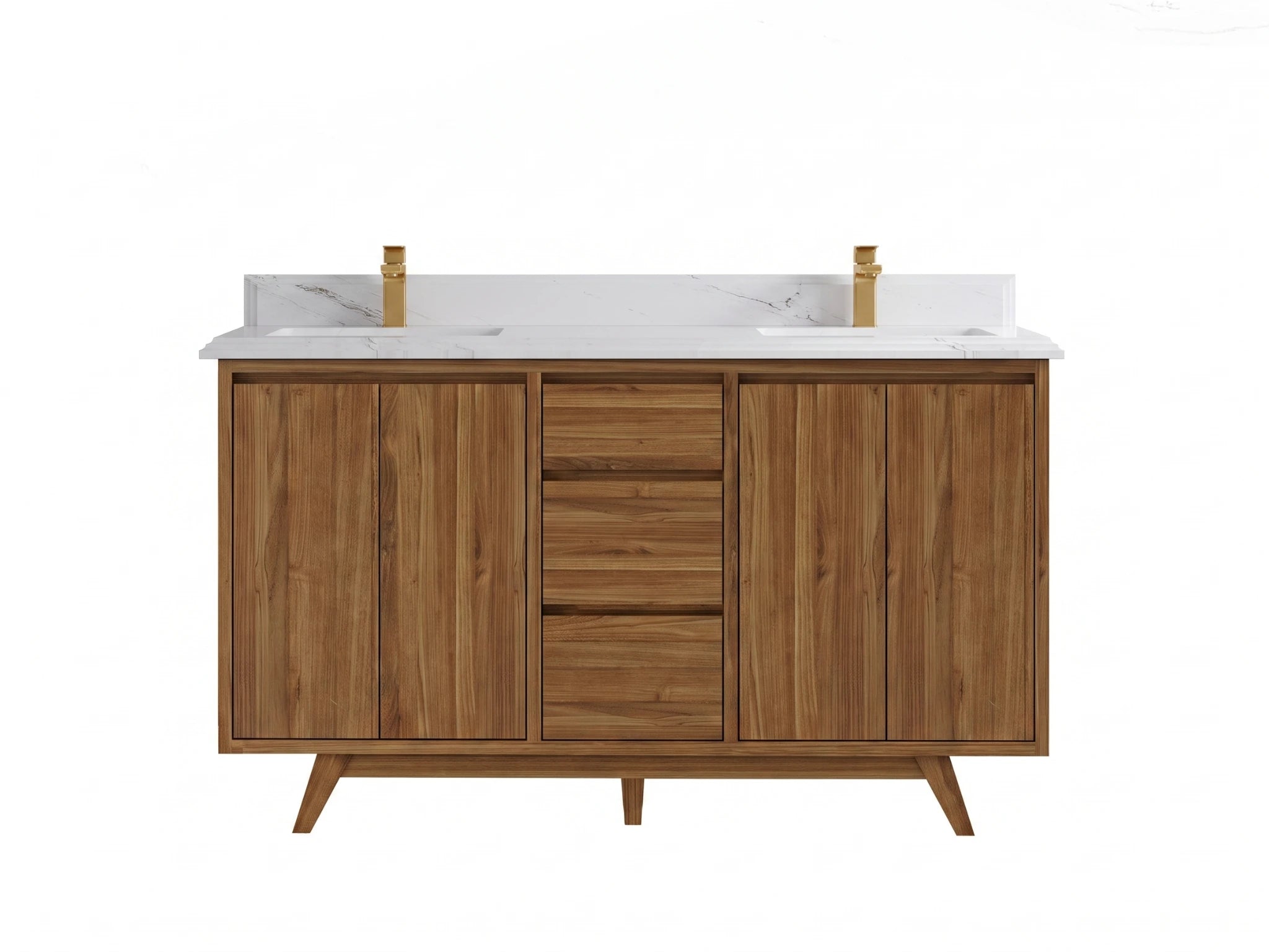 Madison Teak Wood 60 in. W x 22 in. D Double Sink Bathroom Vanity