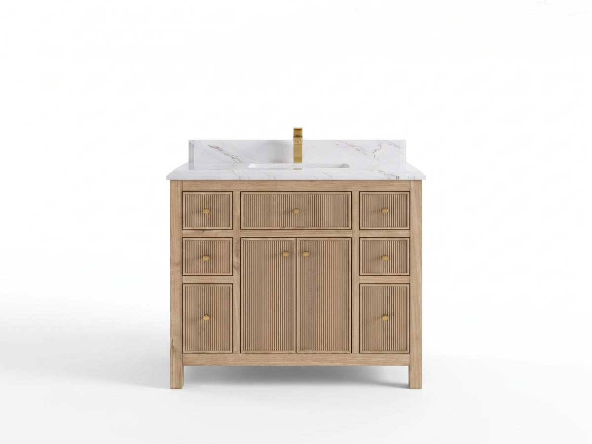 Sonoma Reeded Teak Wood 42 in. W x 22 in. D Single Sink Bathroom Vanity