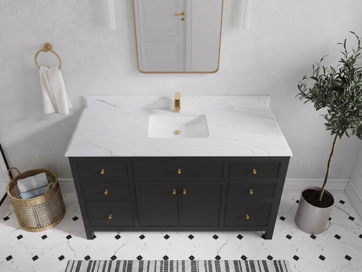 Sonoma 60 in W x 22 in D Free Standing Reeded Single Sink Bathroom Vanity