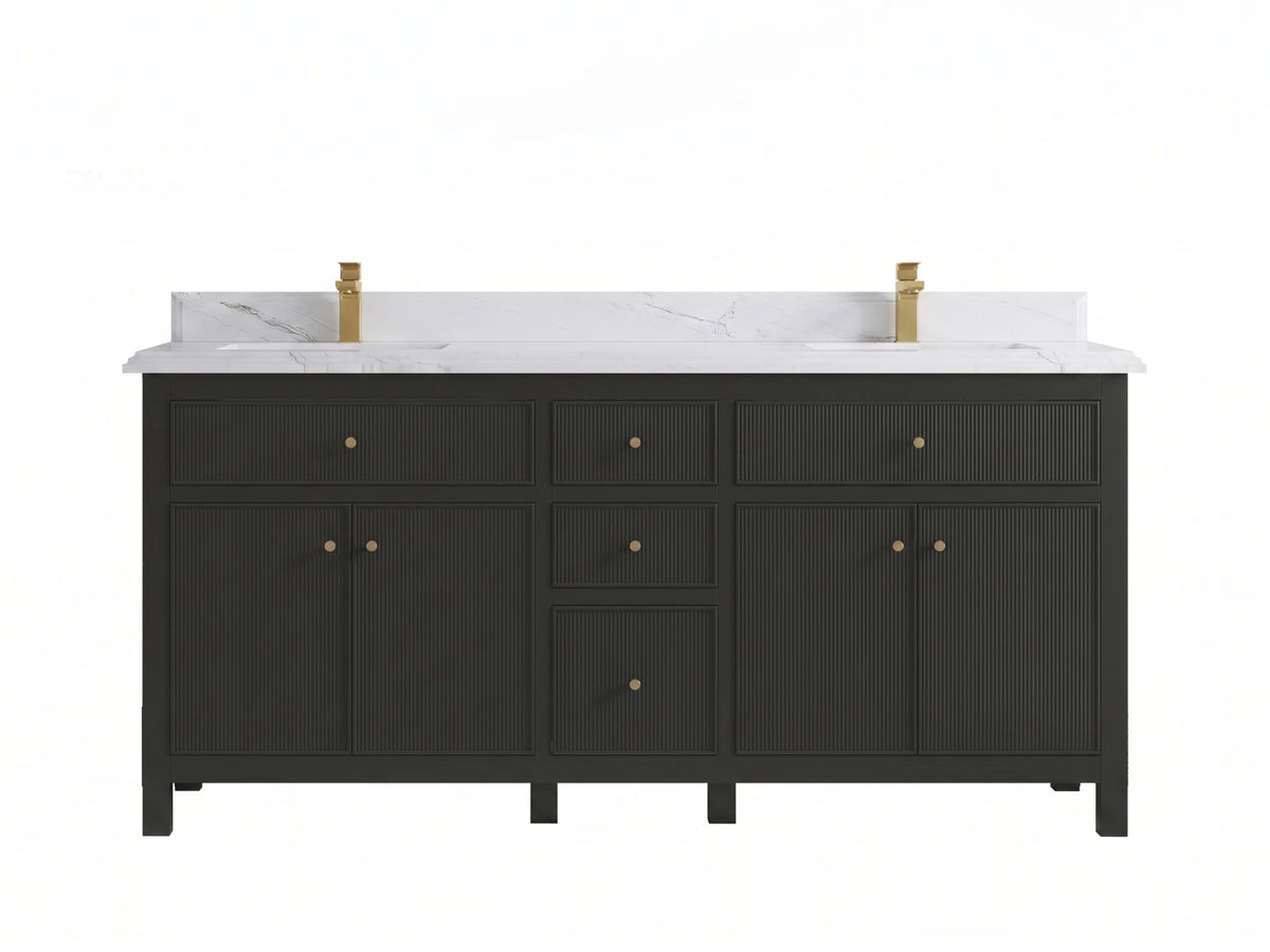 Sonoma 72 in W x 22 in D Free Standing Reeded Double Sink Bathroom Vanity