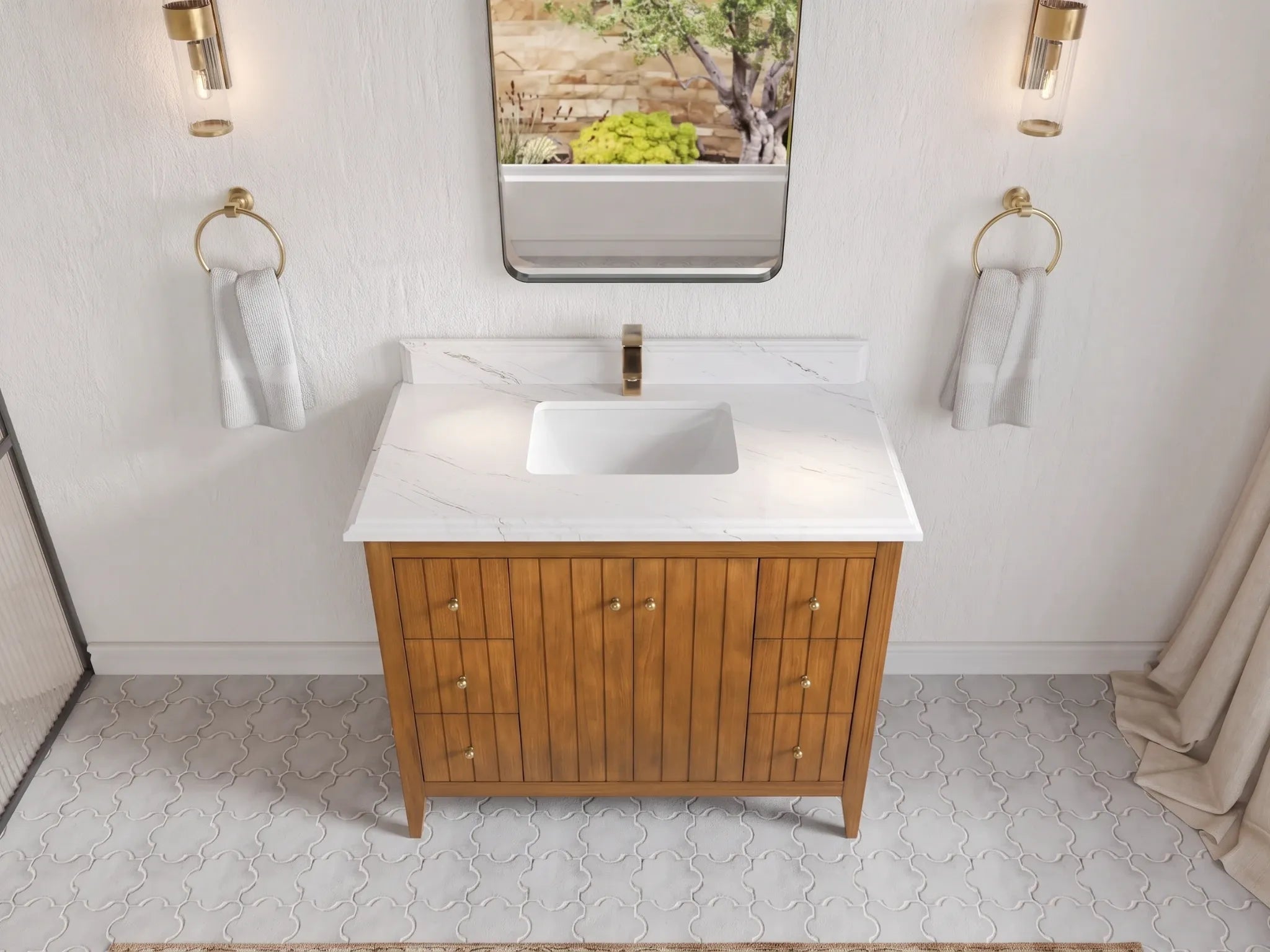 Atlanta Teak Wood 42 in. W x 22 in. D Single Sink Bathroom Vanity