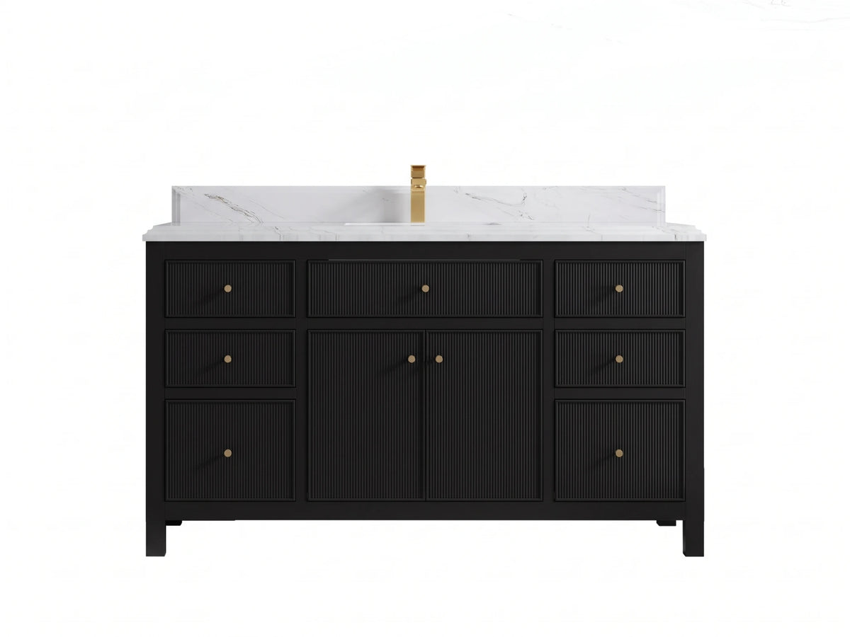 Sonoma 60 in W x 22 in D Free Standing Reeded Single Sink Bathroom Vanity