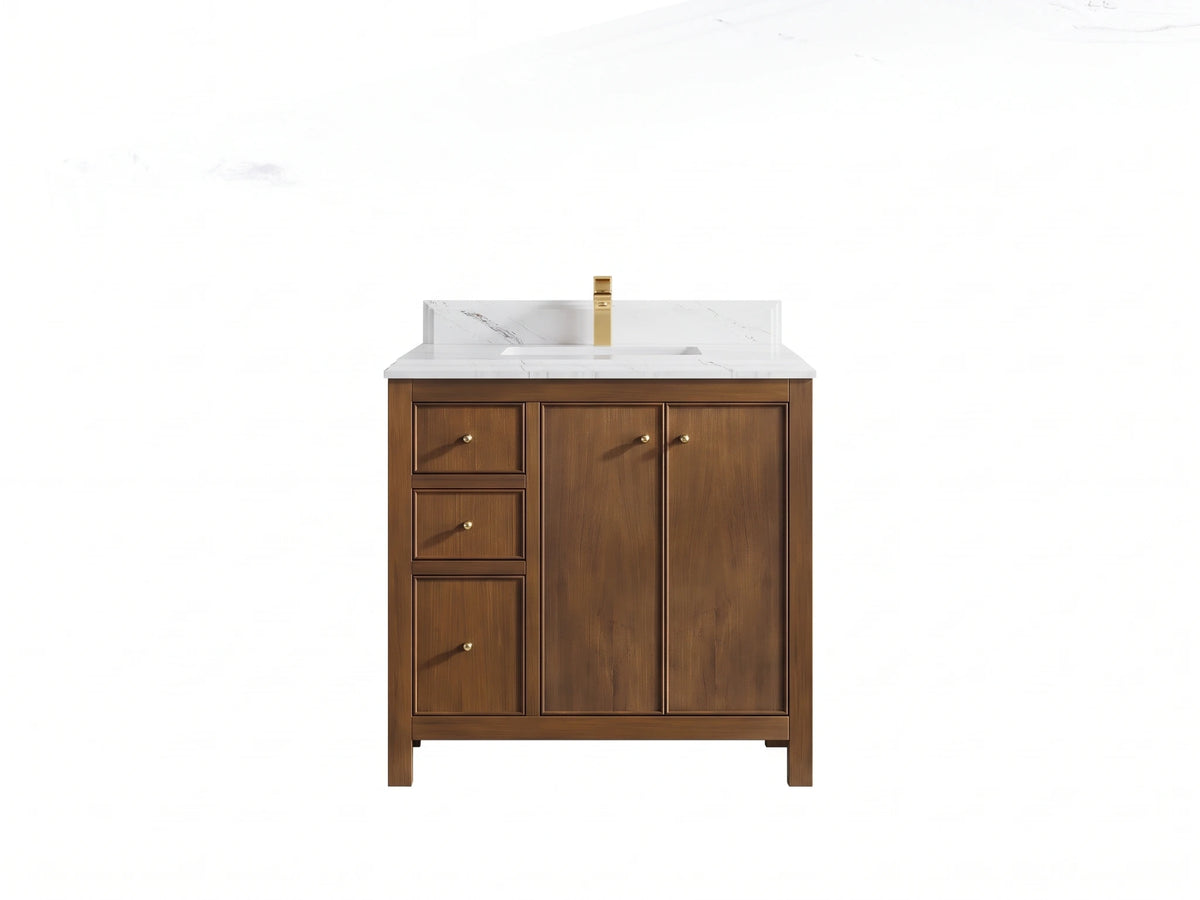 Chicago Teak 36 in. W x 22 in. D Center Sink Bathroom Vanity