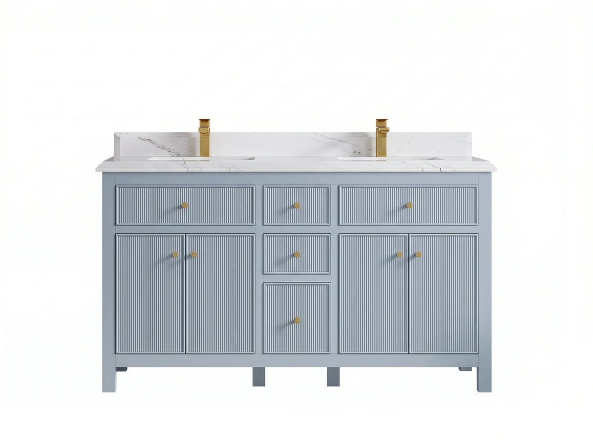 Sonoma 60 in W x 22 in D Free Standing Reeded Double Sink Bathroom Vanity