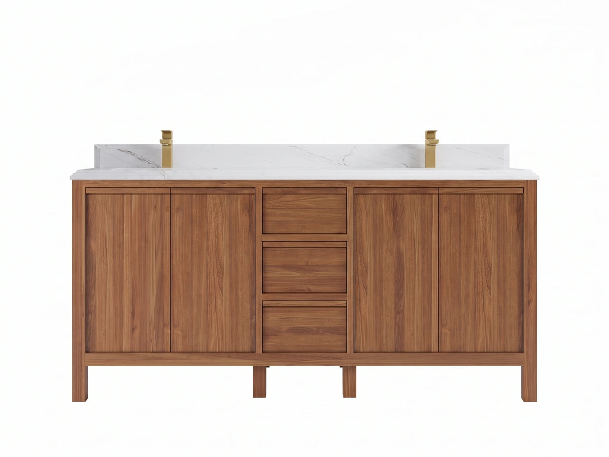 Elizabeth Teak Wood 72 in. W x 22 in. D Double Sink Bathroom Vanity