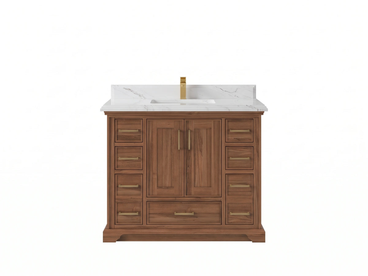 Charlotte Teak Wood 42 in. W x 22 in. D Single Sink Bathroom Vanity