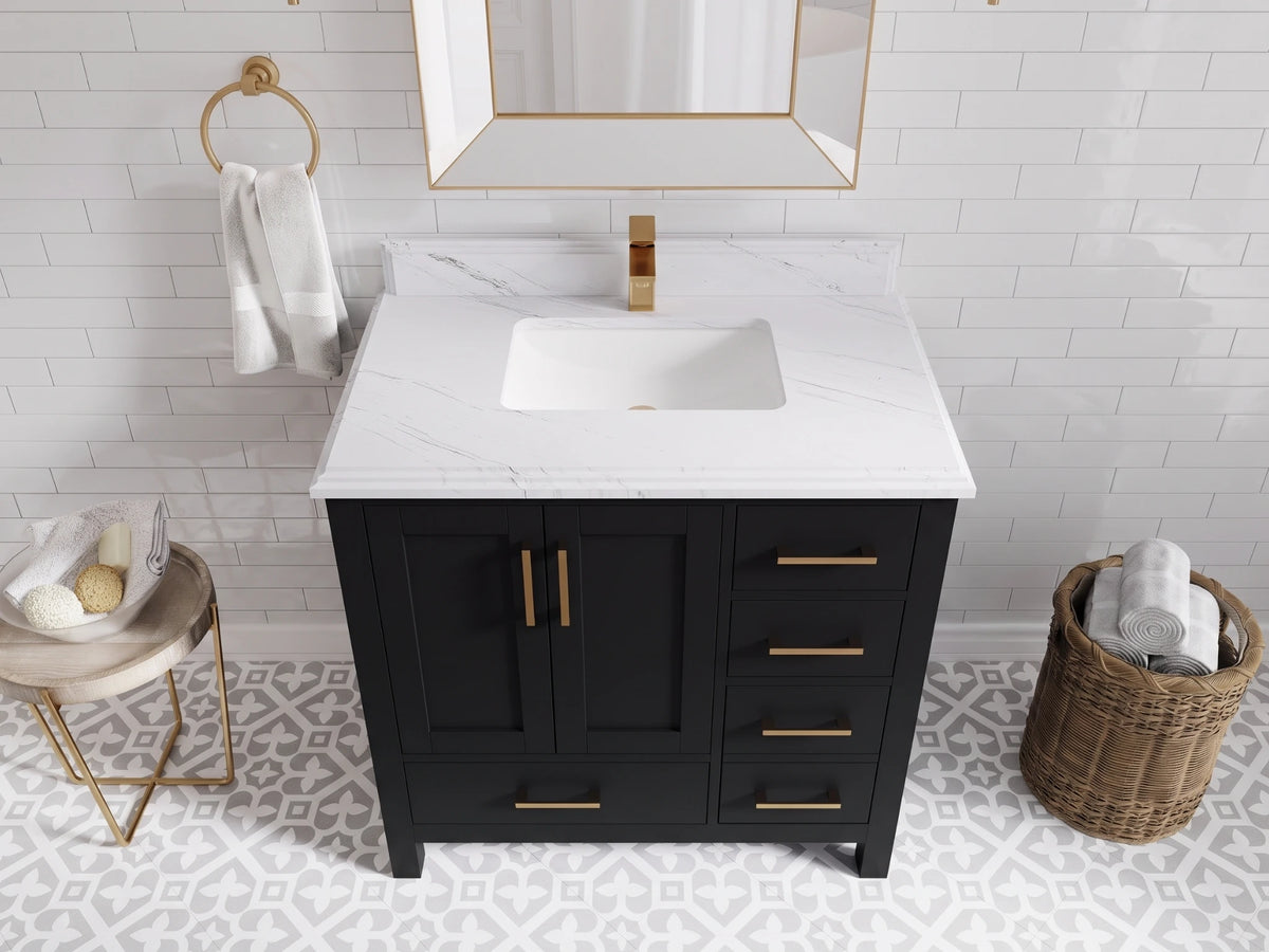 Malibu 36 in. W x 22 in. D Bathroom Vanity Center Sink