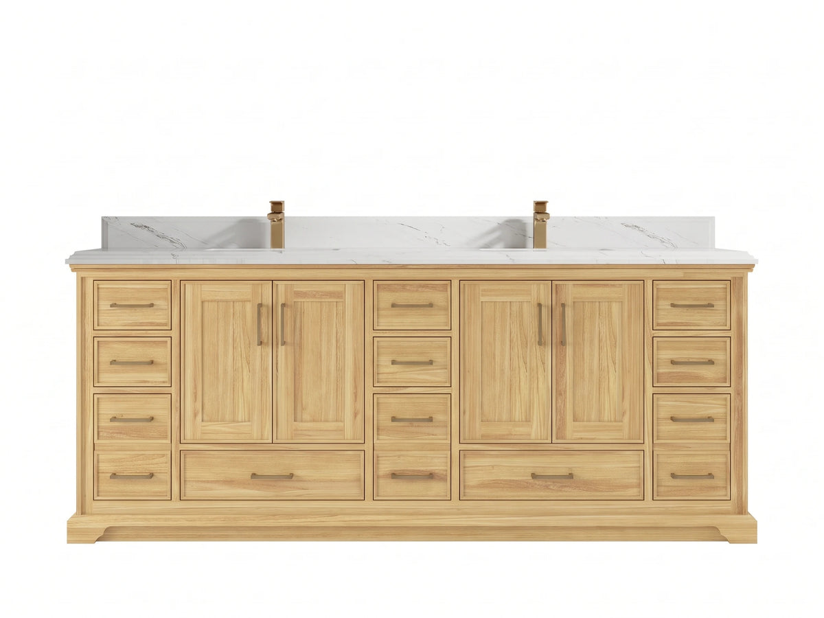 Charlotte Teak Wood 84 in. W x 22 in. D Double Sink Bathroom Vanity