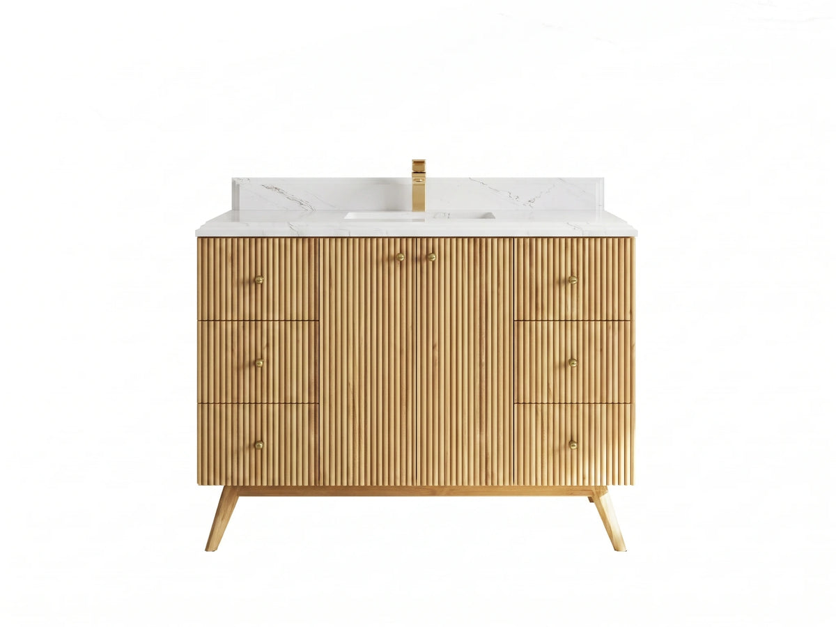 Pasadena Teak Wood 48 in. W x 22 in. D Single Sink Bathroom Vanity