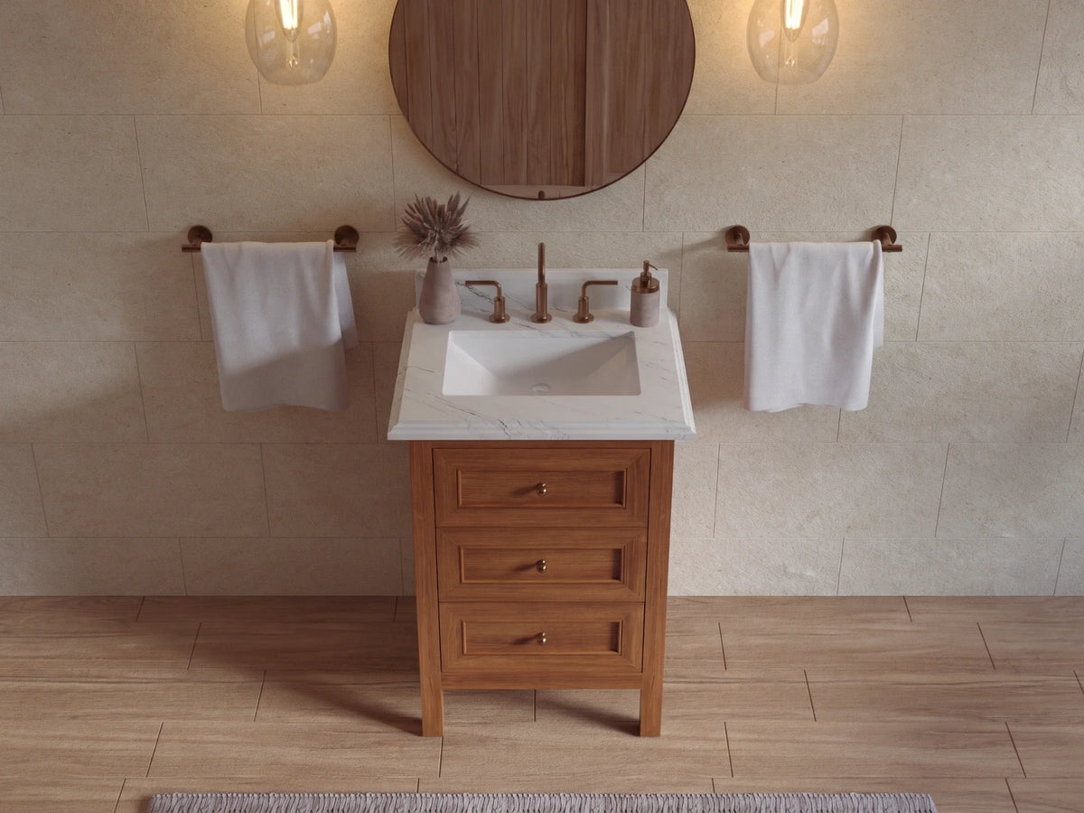 Nashville Teak Wood 24 in. W x 22 in. D Single Sink Bathroom Vanity