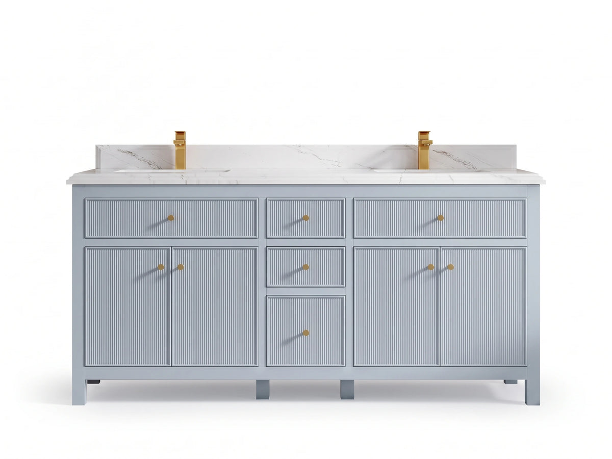 Sonoma 72 in W x 22 in D Free Standing Reeded Double Sink Bathroom Vanity