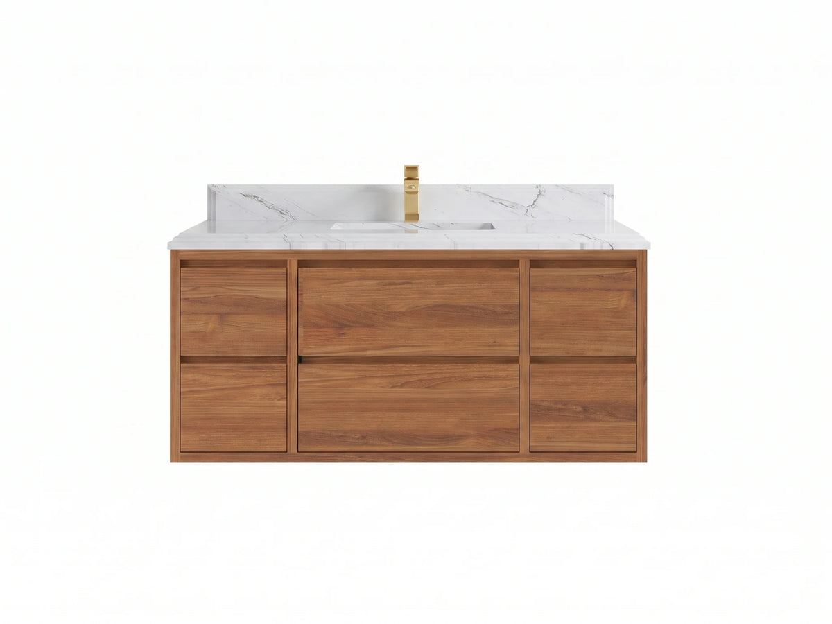 Madison Floating Teak Wood 48 in. W x 22 in. D Single Sink Bathroom Vanity