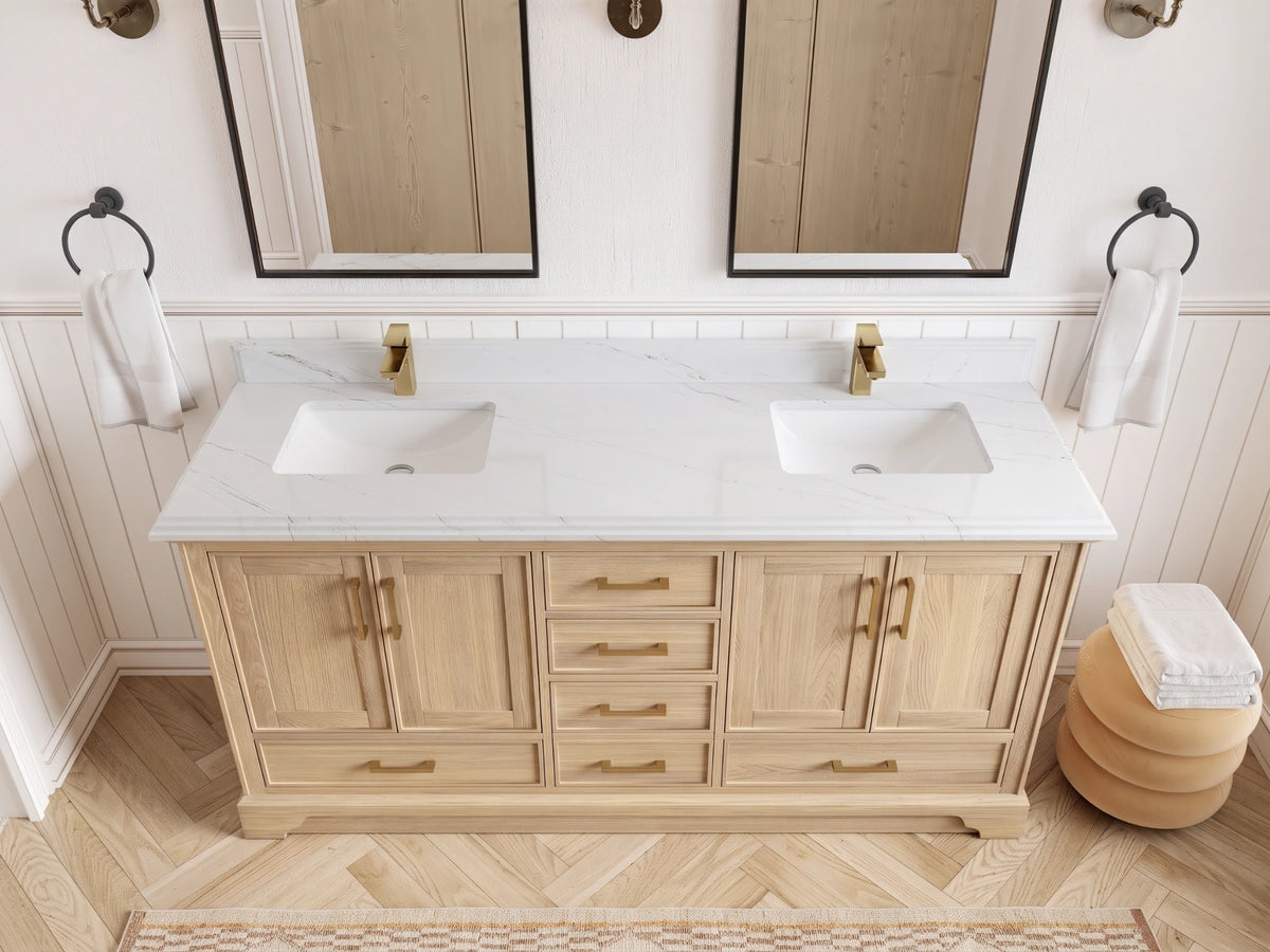 Charlotte White Oak 72 in. W x 22 in. D Double Sink Bathroom Vanity