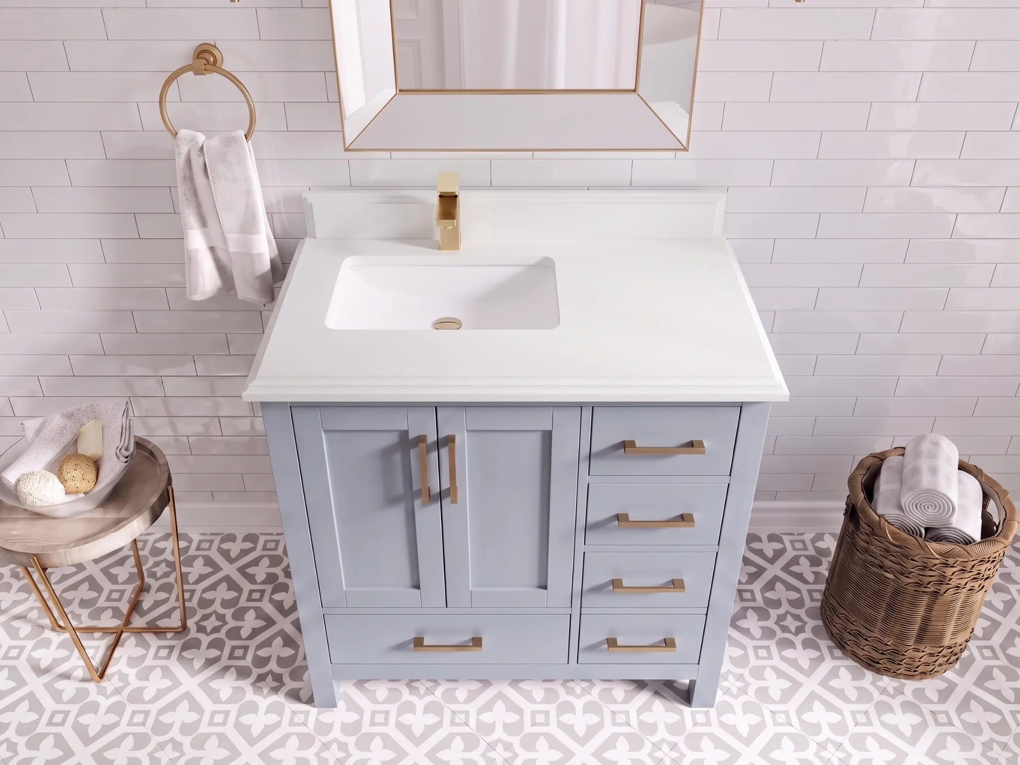 Malibu 36 in. W x 22 in. D Left Offset Sink Bathroom Vanity