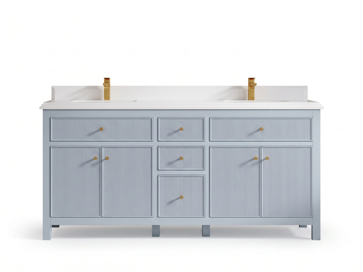 Sonoma 72 in W x 22 in D Free Standing Reeded Double Sink Bathroom Vanity