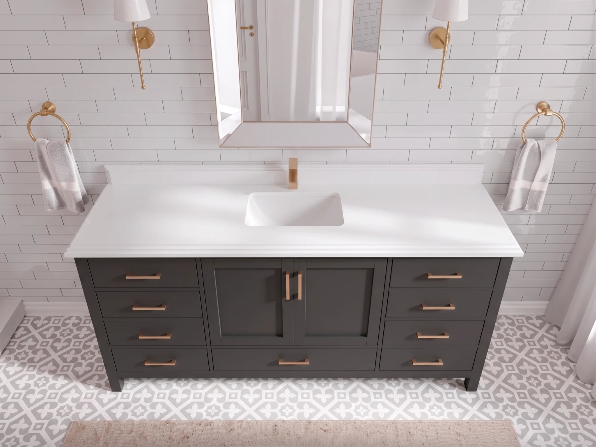 Malibu 72 in. W x 22 in. D Single Sink Bathroom Vanity