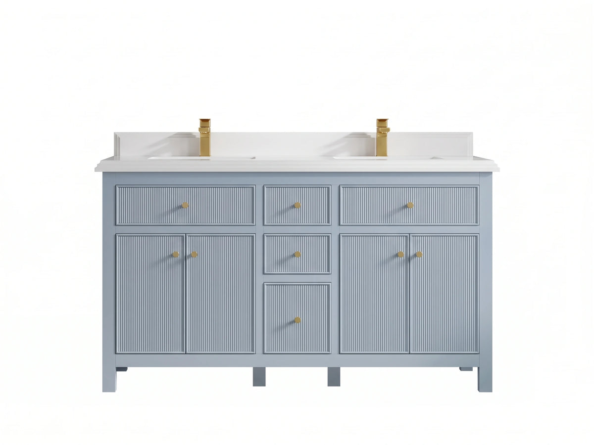 Sonoma 60 in W x 22 in D Free Standing Reeded Double Sink Bathroom Vanity