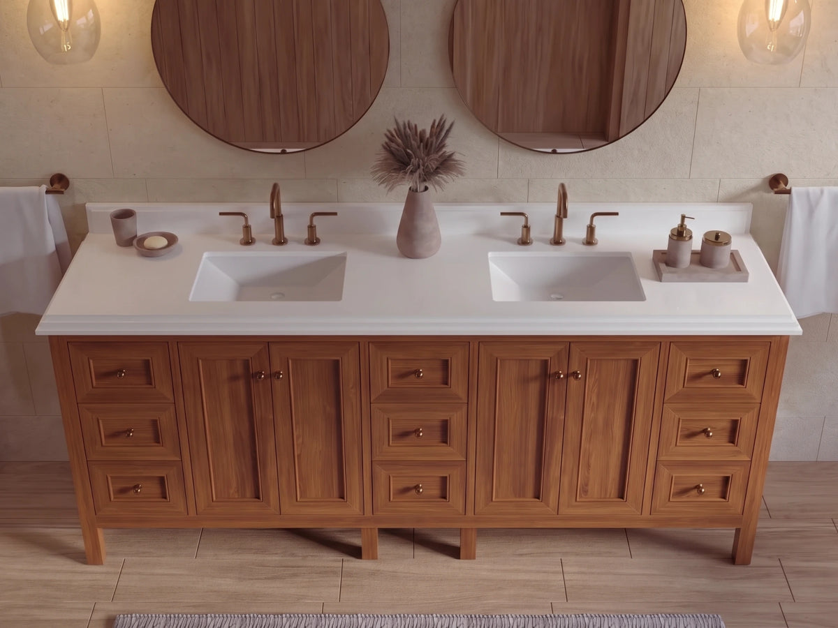 Nashville Teak Wood 84 in. W x 22 in. D Double Sink Bathroom Vanity