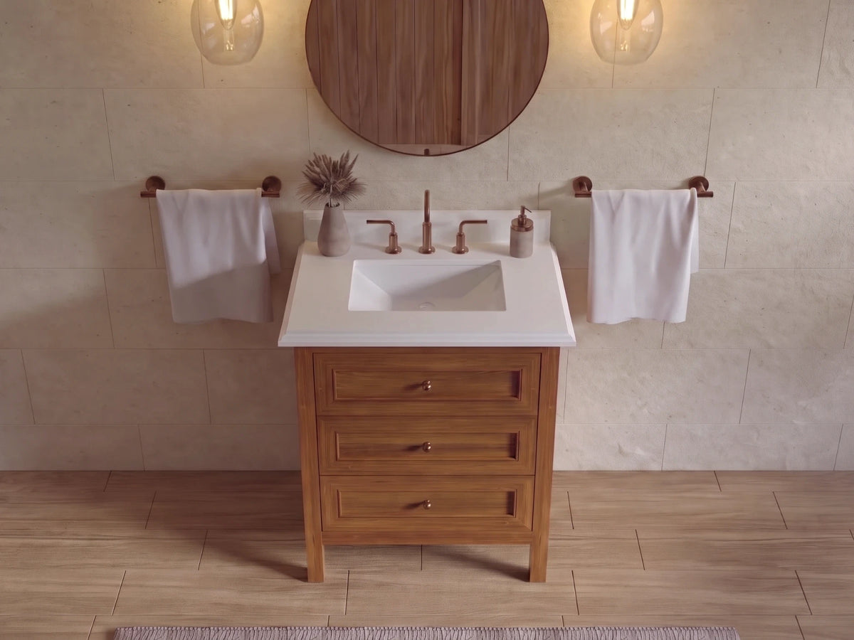 Nashville Teak Wood 30 in. W x 22 in. D Single Sink Bathroom Vanity