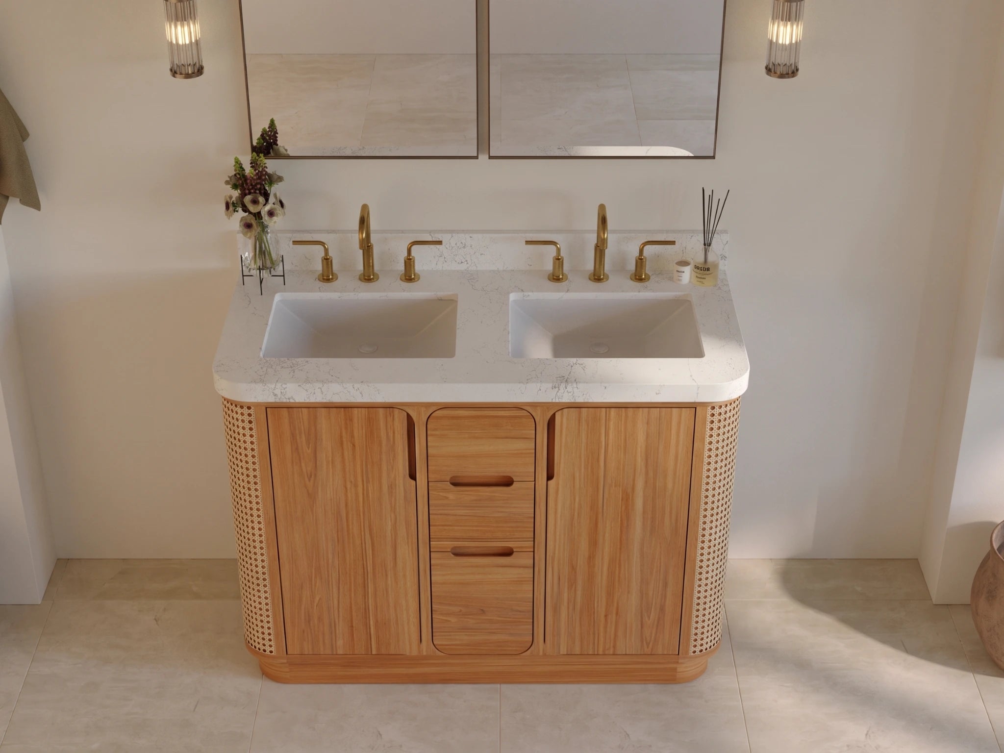 Ventura Teak Wood 48 in. W x 22 in. D Double Sink Bathroom Vanity
