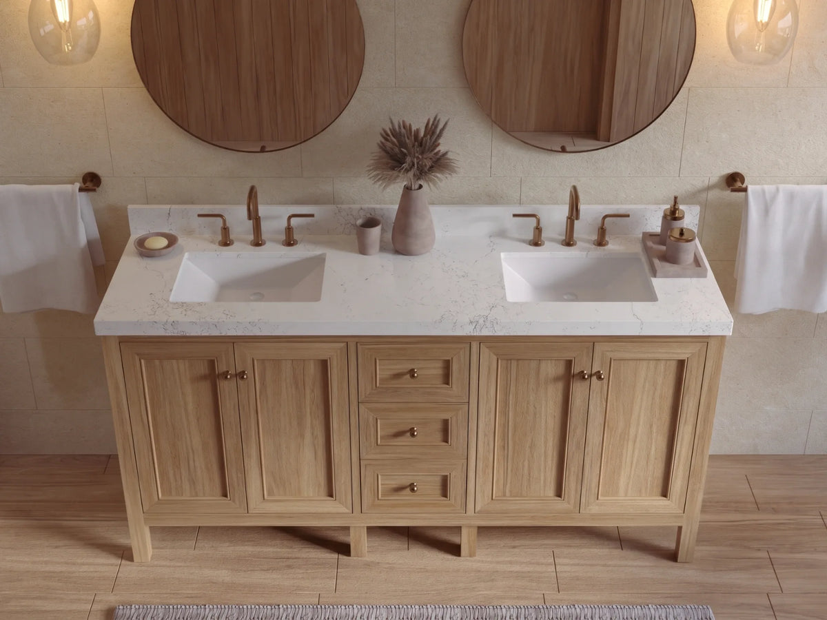 Nashville Teak Wood 72 in. W x 22 in. D Double Sink Bathroom Vanity
