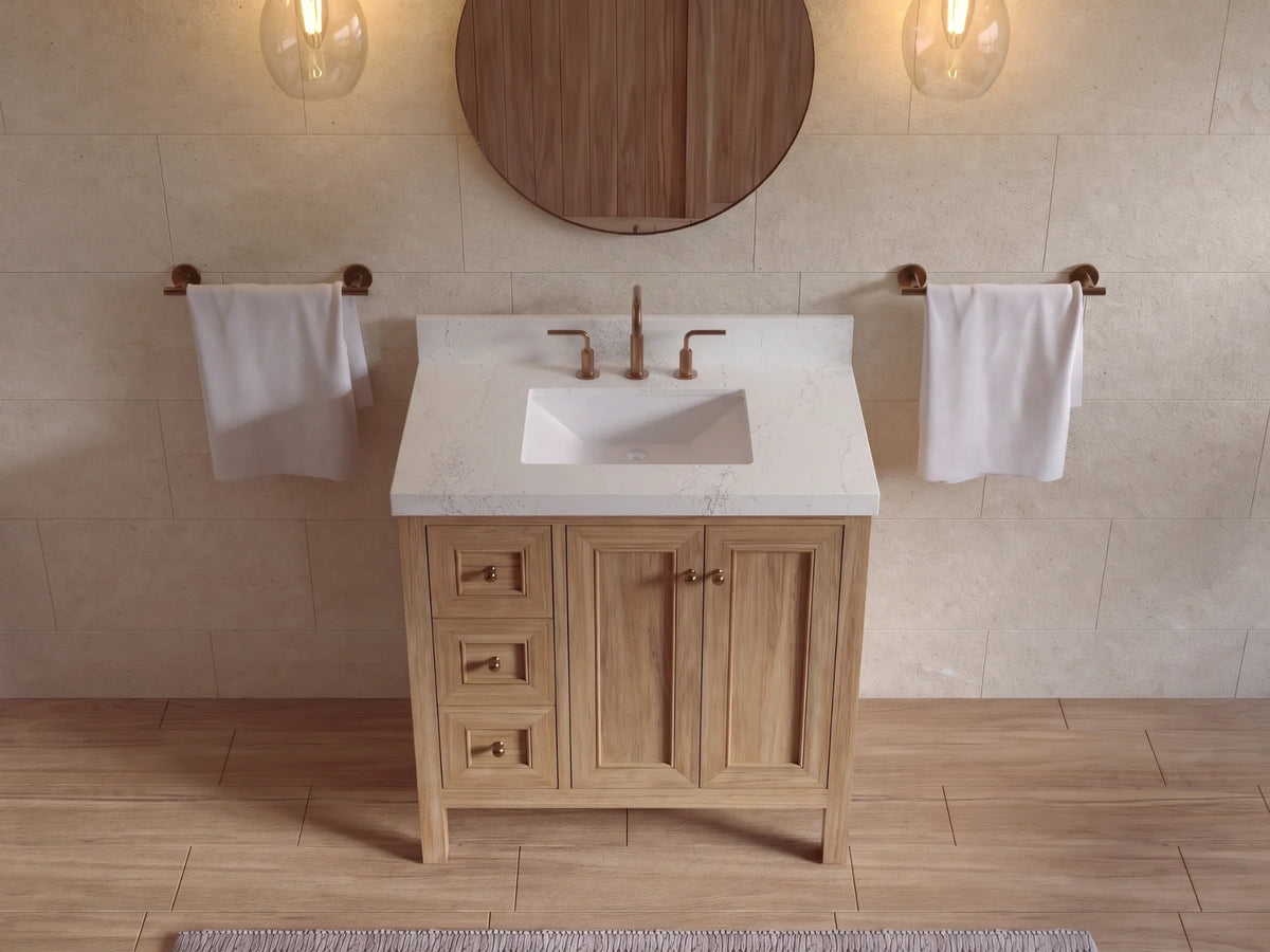 Nashville 36 in. W x 22 in. D Center Sink Teak Wood Bathroom Vanity