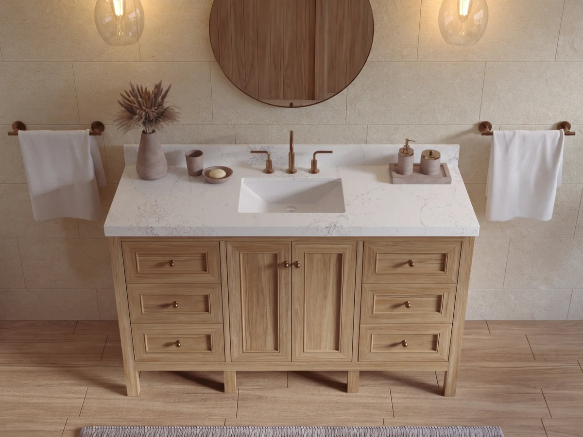 Nashville Teak Wood 60 in. W x 22 in. D Single Sink Bathroom Vanity