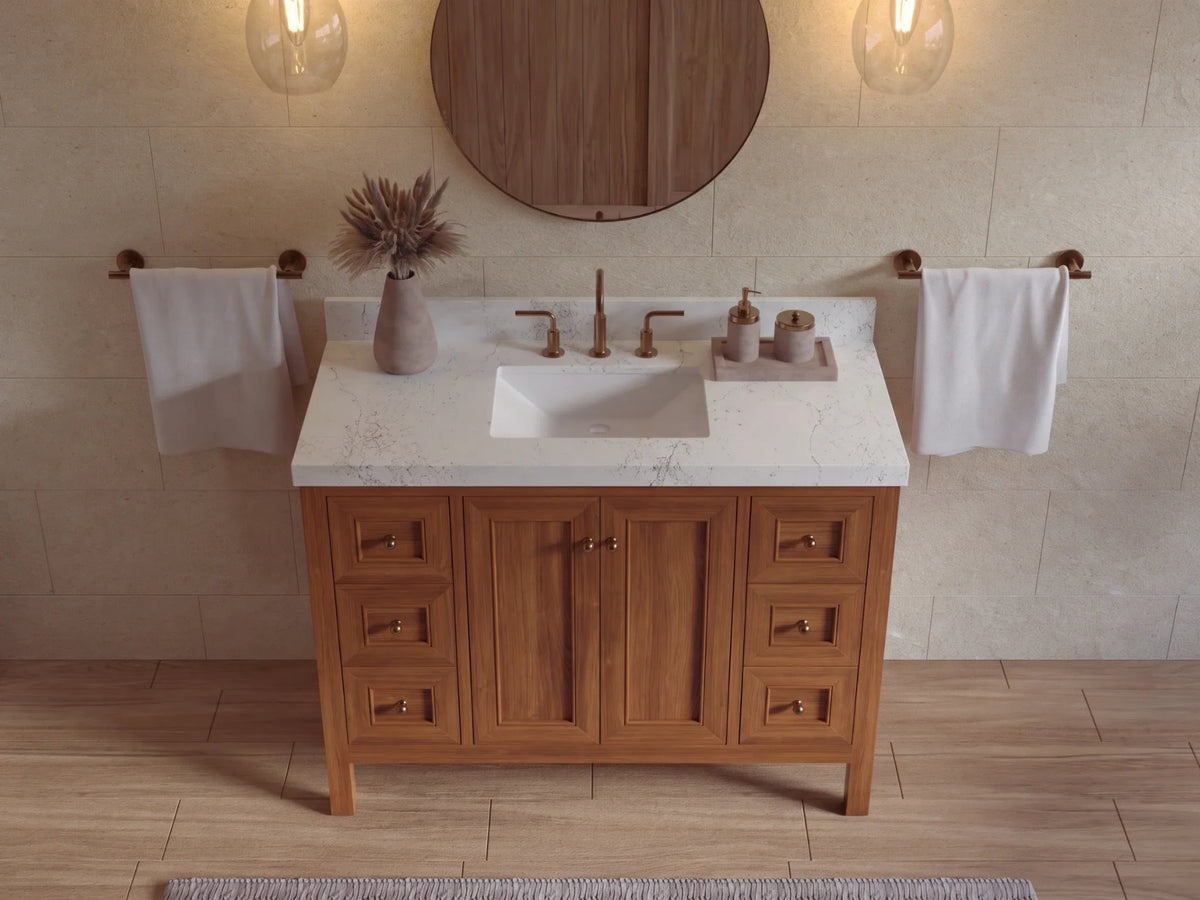 Nashville Teak Wood 48 in. W x 22 in. D Single Sink Bathroom Vanity