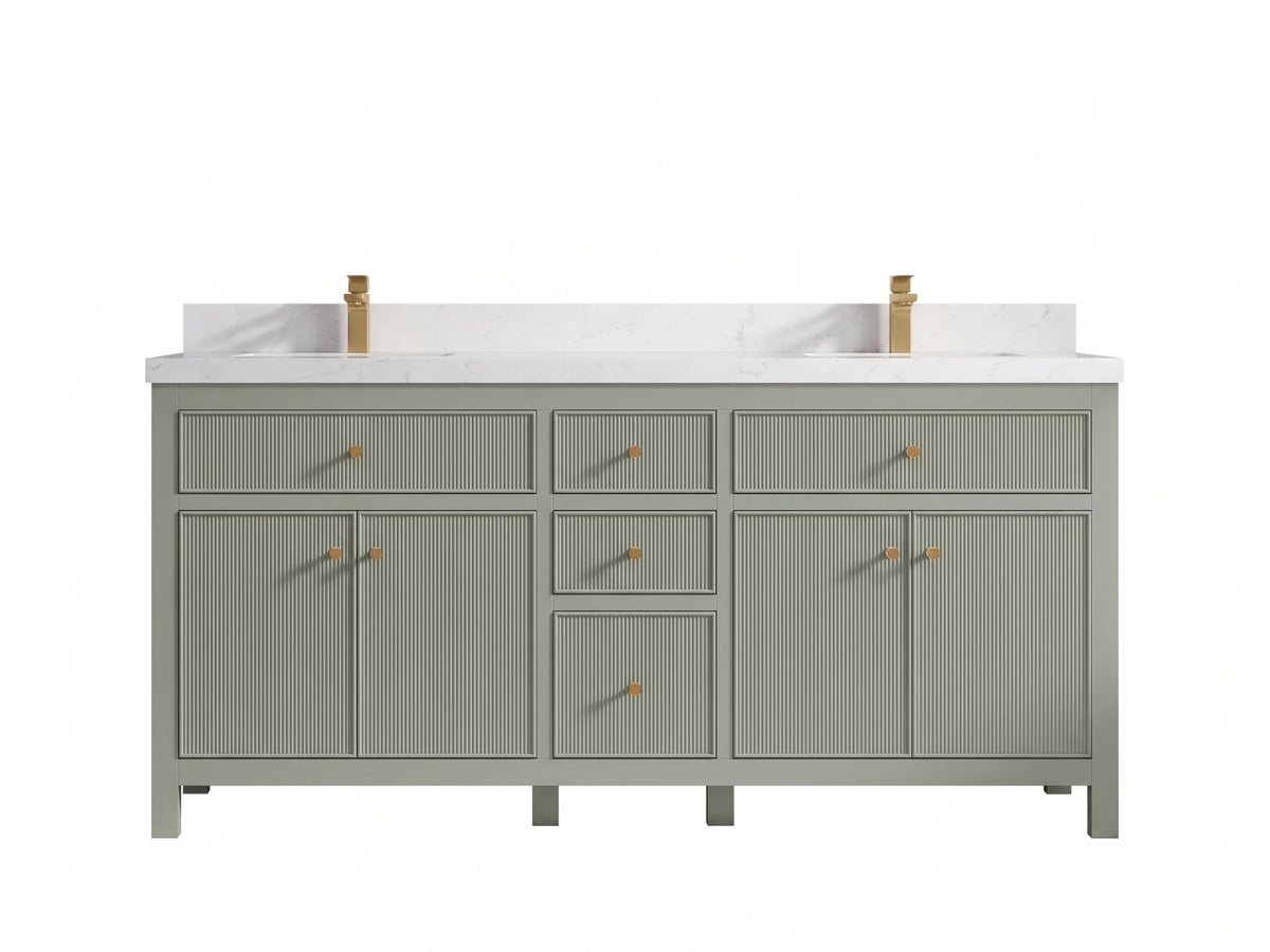 Sonoma 72 in W x 22 in D Free Standing Reeded Double Sink Bathroom Vanity