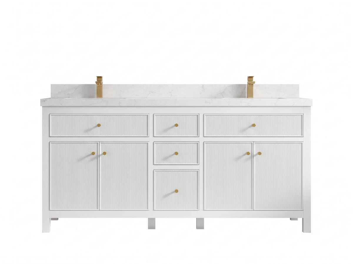 Sonoma 72 in W x 22 in D Free Standing Reeded Double Sink Bathroom Vanity